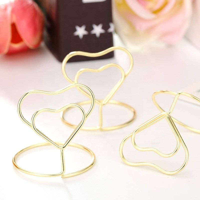 Wedding Party Supplies Metallic Wire Gold Heart Memo Photos Food Signs ClipTable Number Place Card Holder