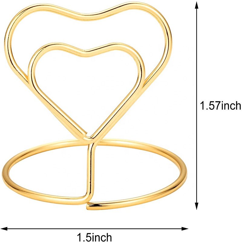 Wedding Party Supplies Metallic Wire Gold Heart Memo Photos Food Signs ClipTable Number Place Card Holder