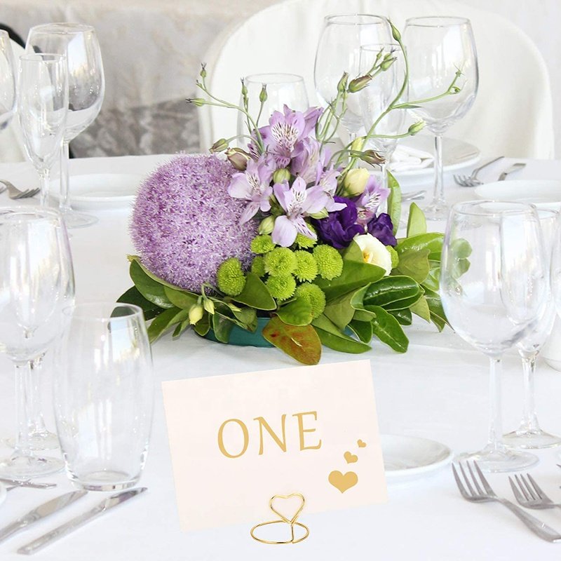 Wedding Party Supplies Metallic Wire Gold Heart Memo Photos Food Signs ClipTable Number Place Card Holder