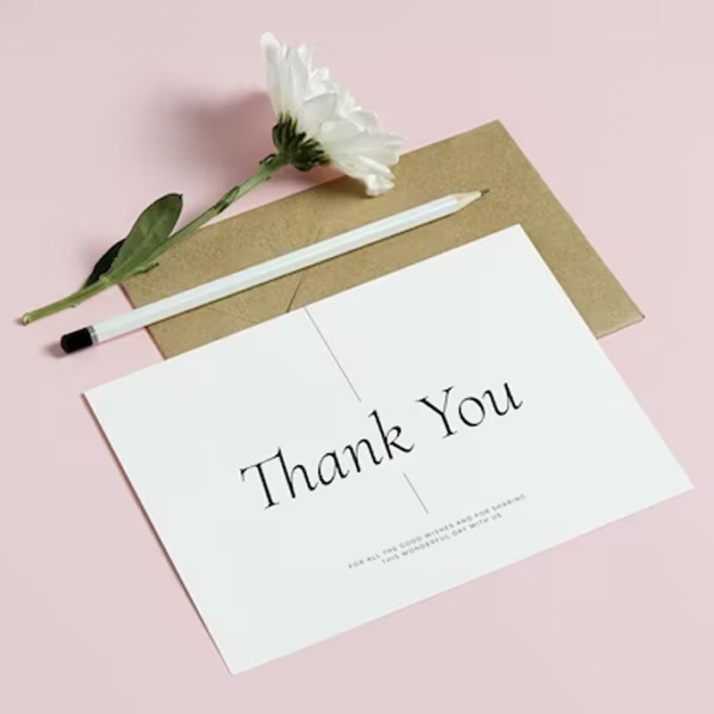 Custom Printed Elegant Gold Hot Stamping Matt Paper Tag Offset Printing New Year 'Thank You' Greeting Cards