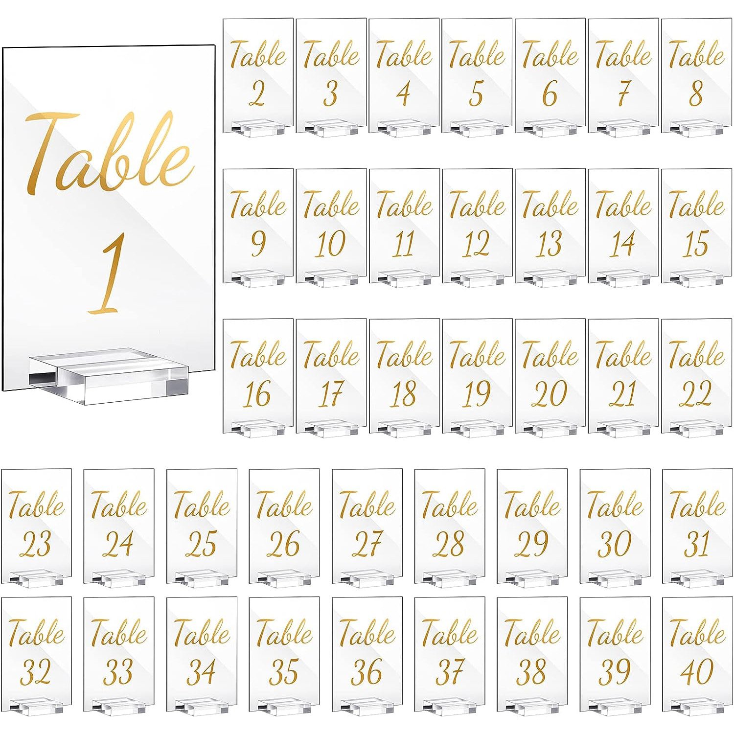 Custom Table Number Sign Holder 4x6 inch Acrylic Wedding Table Numbers with Stand for Reception Centerpiece Decoration