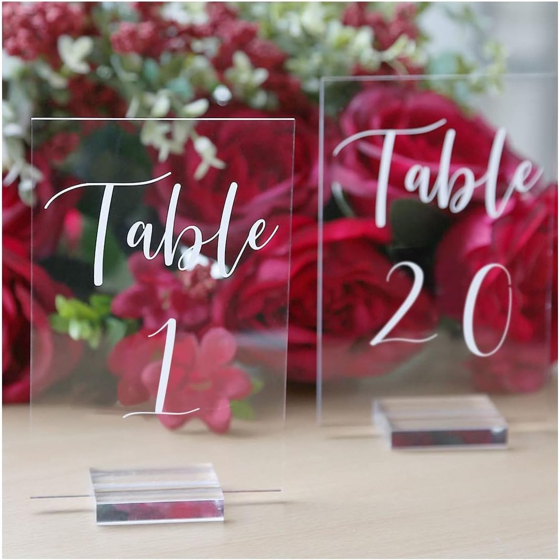 Custom Table Number Sign Holder 4x6 inch Acrylic Wedding Table Numbers with Stand for Reception Centerpiece Decoration