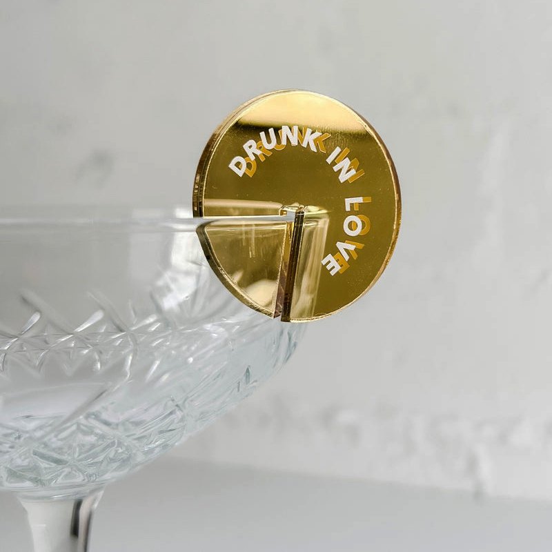 Gold Mirror Acrylic Drink Tag Acrylic Wedding Bar Drink Tags Engraved Place Card Acrylic Cocktail Drink Marker