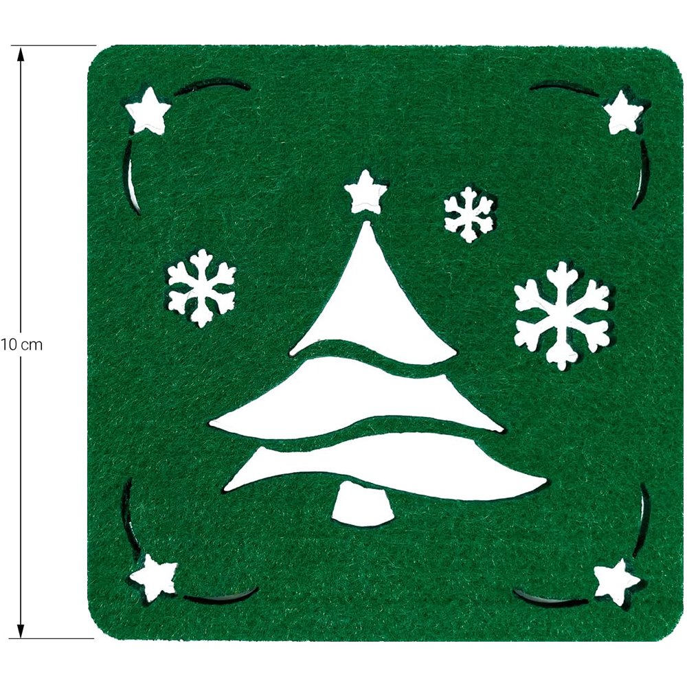 Upin 4pcs Angel or green Christmas Tree Glass Coasters Table Decoration Drinks cup Coasters