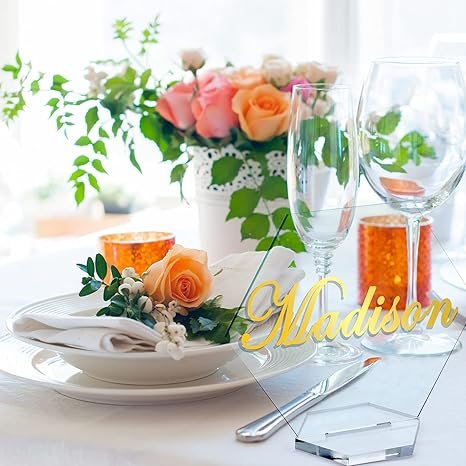 Acrylic Hexagon Table Numbers 10 PC Clear Wedding Table Place Card Holder Sublimation DIY Name Cards Reception Display Racks