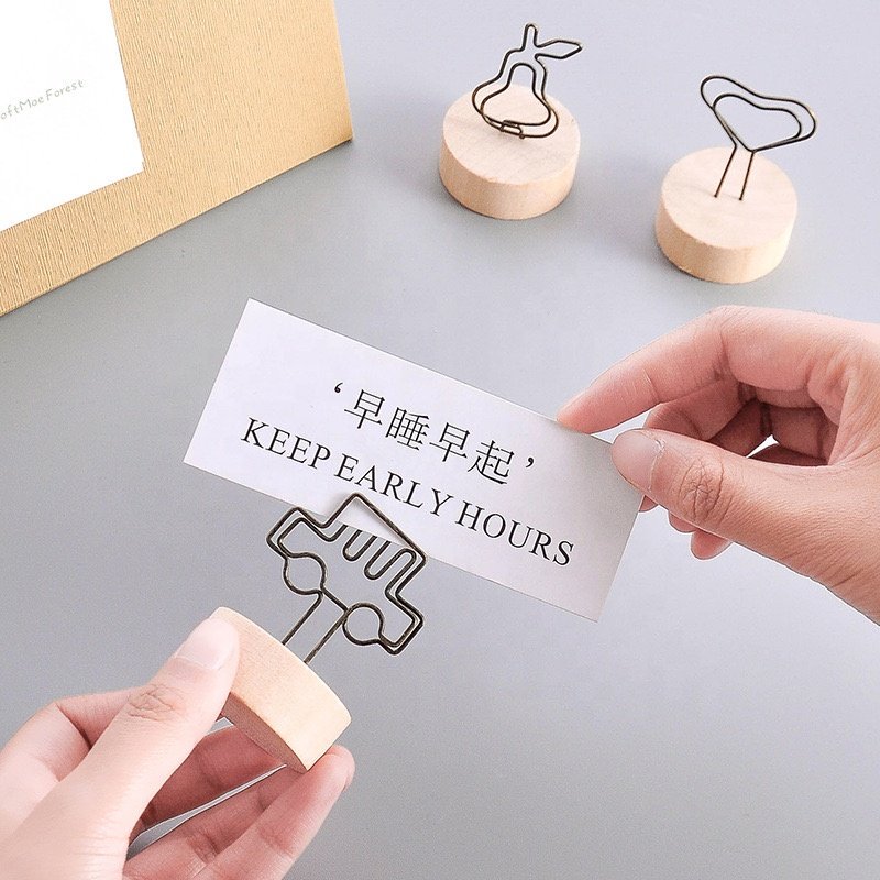 Circular Wooden base Table Number Holder Stand Metal Place Card Holder for Party & home decor