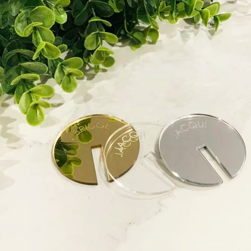 Round Acrylic Drink Tags Lucite Drink Name Place Cards for Champagne Walls Custom Laser Engraved Clear Acrylic Drink Topper