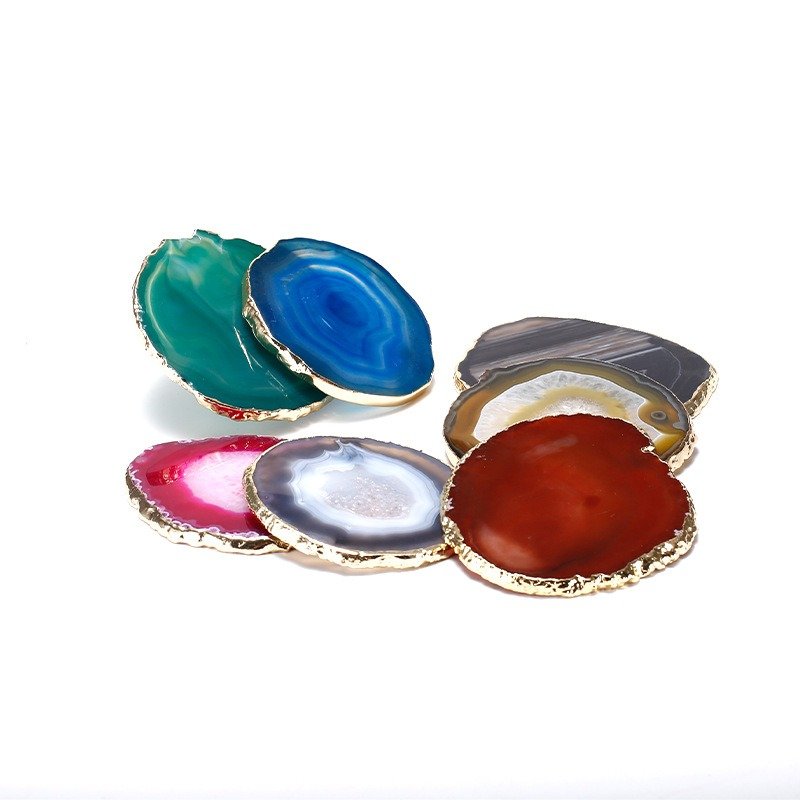 Natural Assorted Crystal Agate Slice Coaster Housewarming Gift Handmade Drink Coaster Wedding Agate Place Cards Crystal Gift