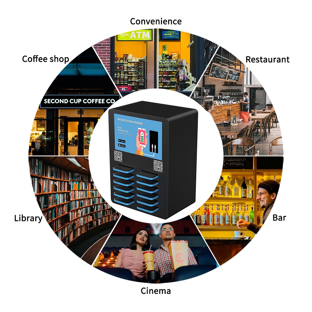 12-Slot Power Bank Rental Station with Card Reader Convenient Charging & Power Kiosk