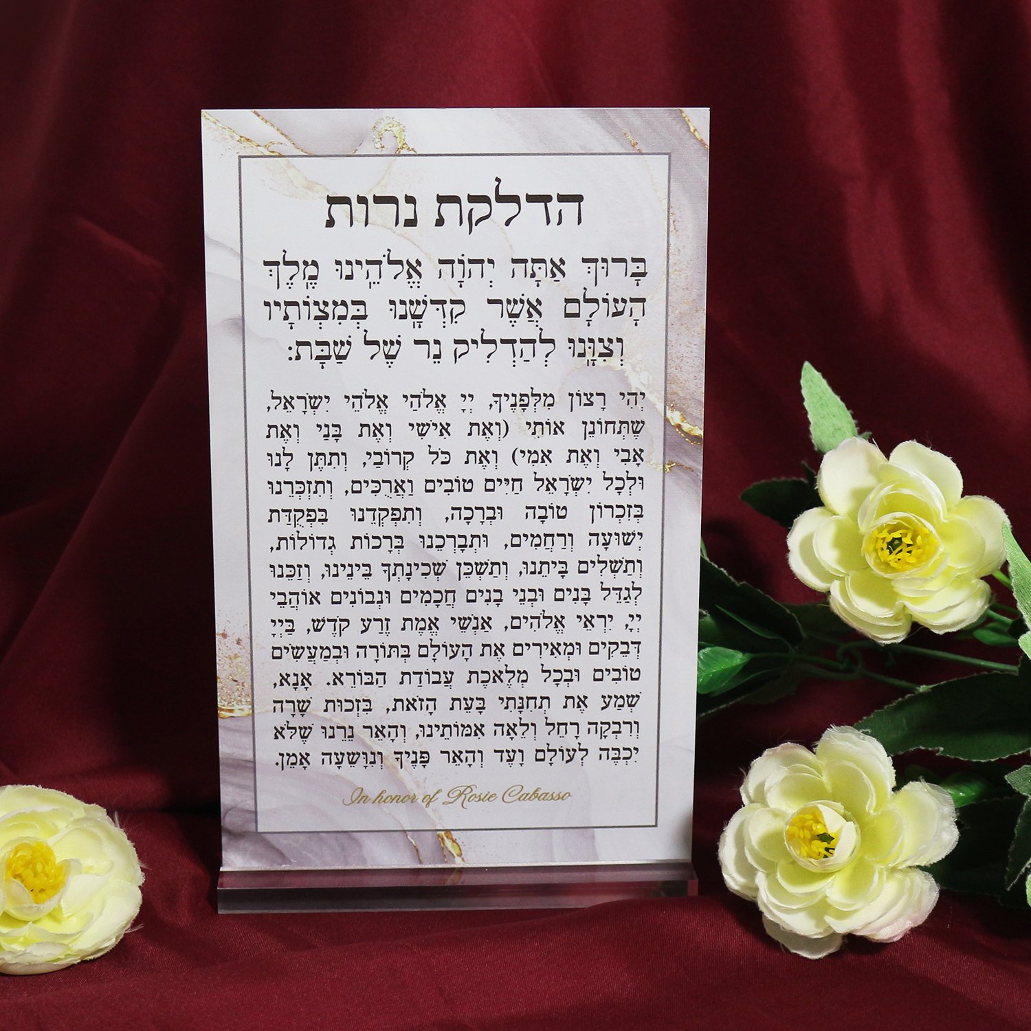 Vintage Clear Acrylic Jewish Table Card Hebrew Pray Card High Quality Stand Place Card