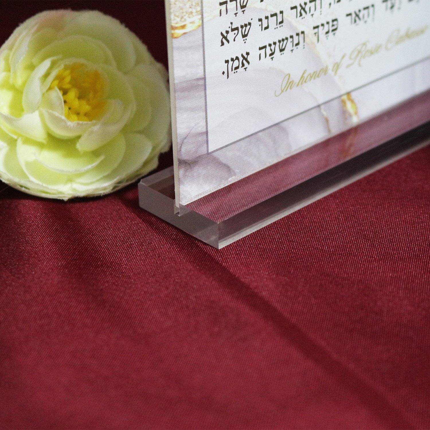 Vintage Clear Acrylic Jewish Table Card Hebrew Pray Card High Quality Stand Place Card
