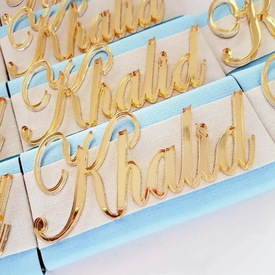 Customized Wedding table number Guset Name Place Cards Nameplate Gold Mirror Acrylic Name Plate
