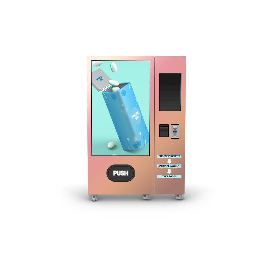 Refrigerated Outdoor Vending Machine Touch Screen Metal Construction Credit Card Coin Payment System False Lashes Foods Drinks