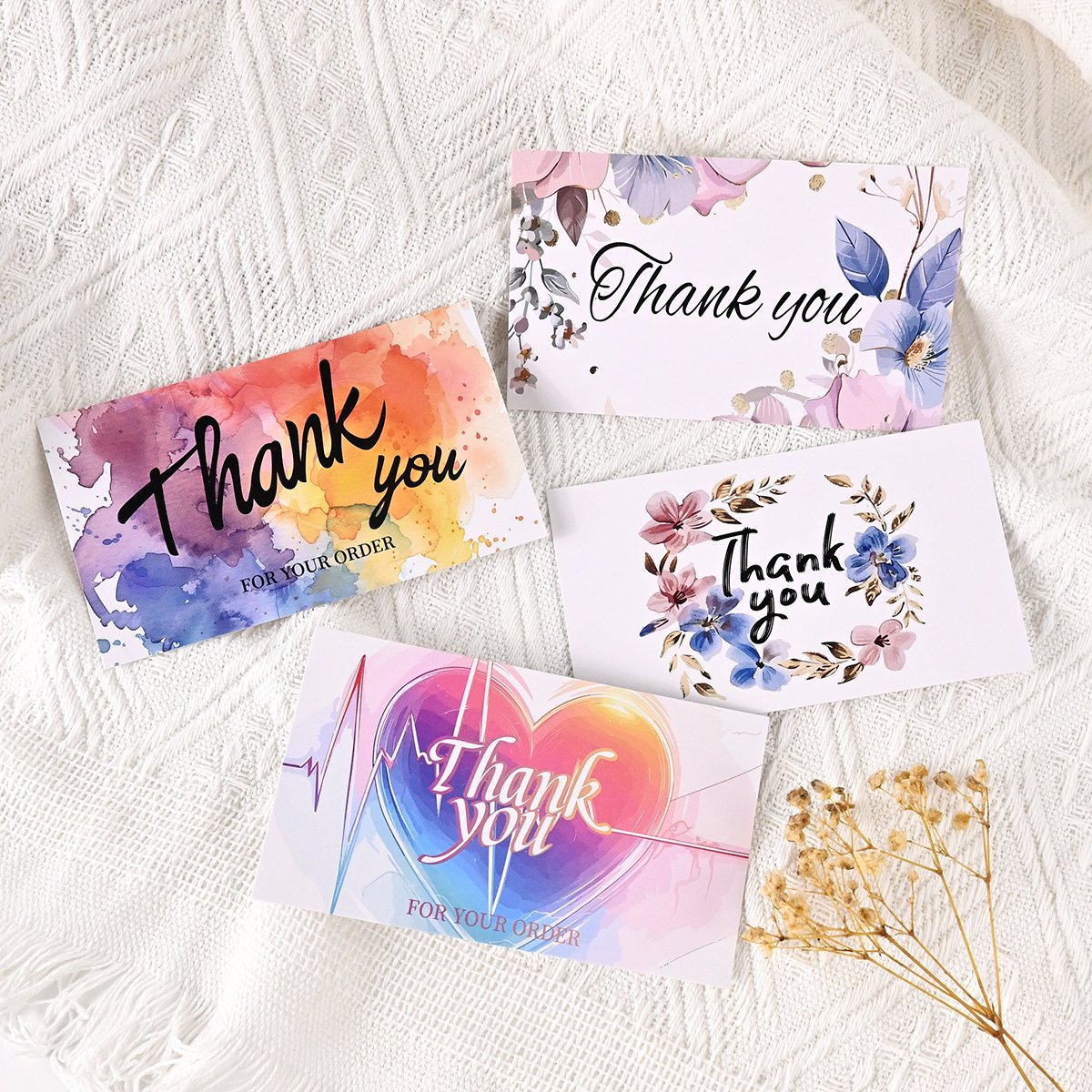 Custom Gold Foil Printing Luxury Art Paper Thank You For Your Order Thank You Card For Small Business With Envelope