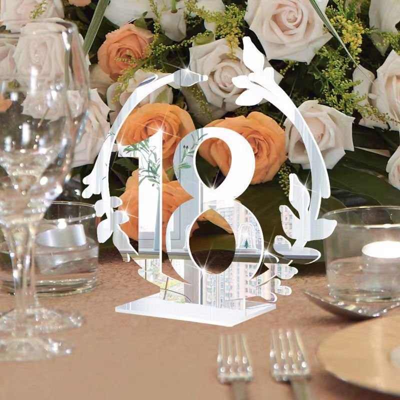 Festival Wedding Place Holder Card Acrylic Table Number Holders Gold Silver Mirror Wedding Table Number Signs