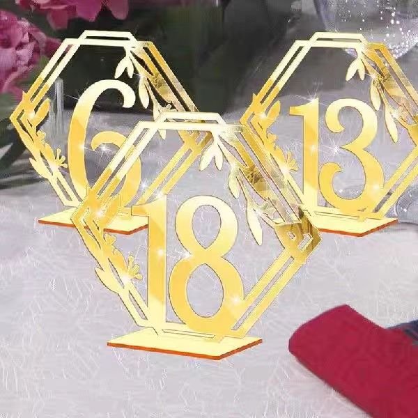 Festival Wedding Place Holder Card Acrylic Table Number Holders Gold Silver Mirror Wedding Table Number Signs