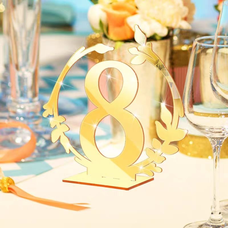 Festival Wedding Place Holder Card Acrylic Table Number Holders Gold Silver Mirror Wedding Table Number Signs