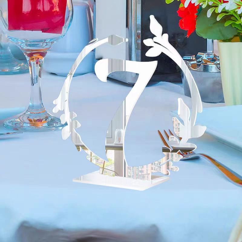 Festival Wedding Place Holder Card Acrylic Table Number Holders Gold Silver Mirror Wedding Table Number Signs