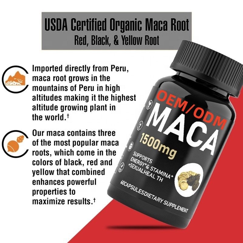 Custom Male Supplements Energy Power Men Mens Health Supplement Herbs Enhancement Capsule Extract Maca Capsules