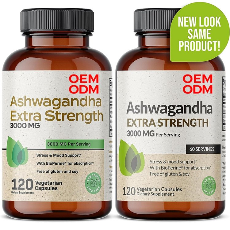 120 Capsules Ashwagandha Capsules Extra Strength 3000mg Stress Relief Formula Focus and Energy Support Supplement