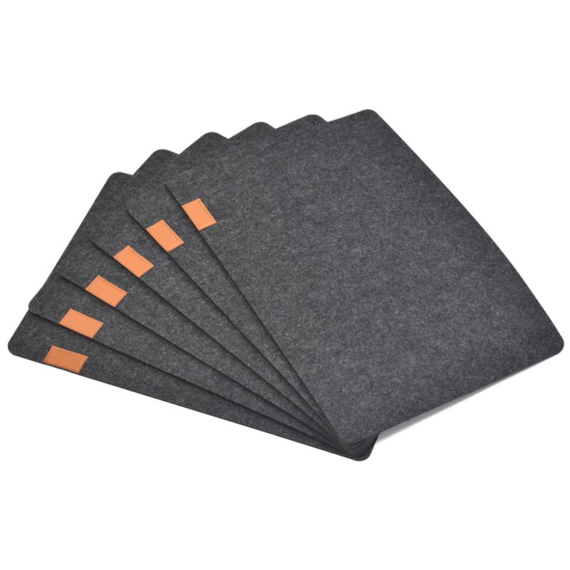Felt placemats - Stain Heat Resistant Washable felt table mat Dark grey Place Mats Set of 6 for dinner