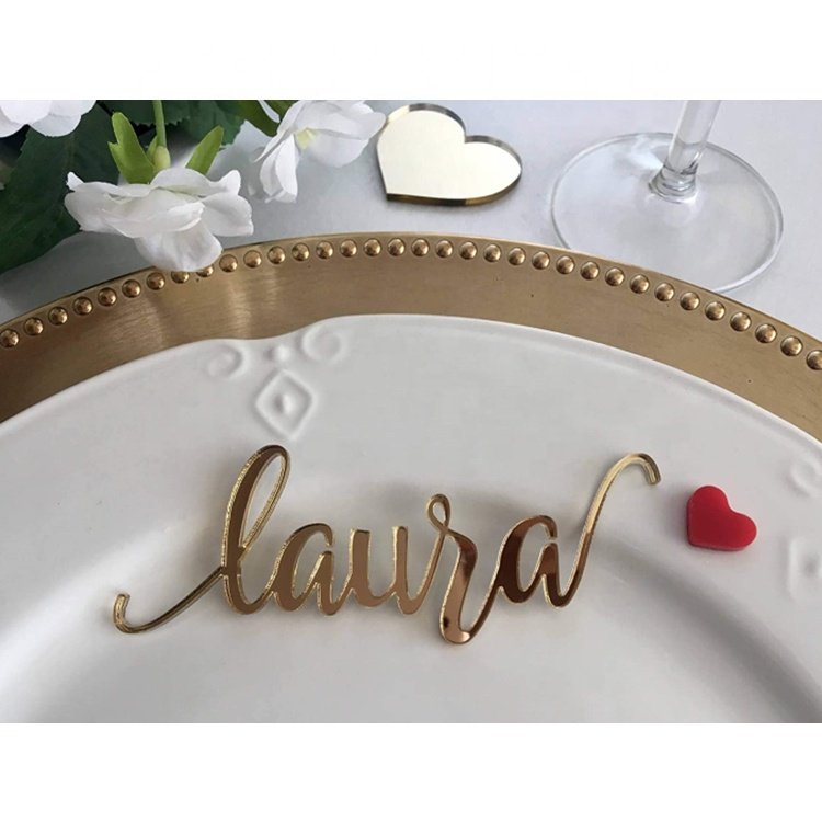 Multi-colors Laser Cutting Acrylic Names Plastic Names Place Colorful Acrylic Name Tags Wedding Signs with a Personalized Design