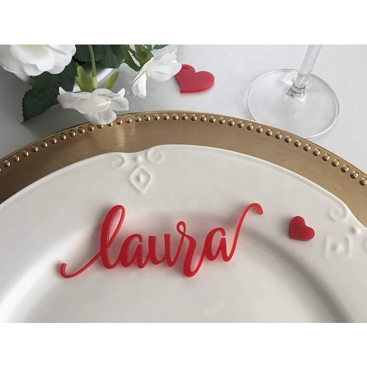 Multi-colors Laser Cutting Acrylic Names Plastic Names Place Colorful Acrylic Name Tags Wedding Signs with a Personalized Design