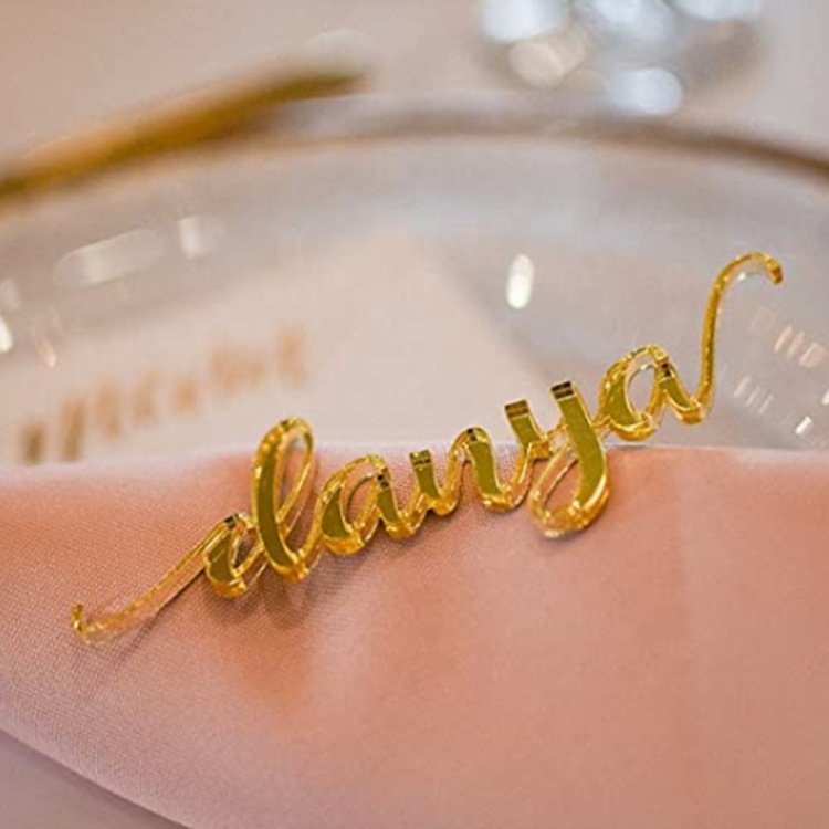Multi-colors Laser Cutting Acrylic Names Plastic Names Place Colorful Acrylic Name Tags Wedding Signs with a Personalized Design