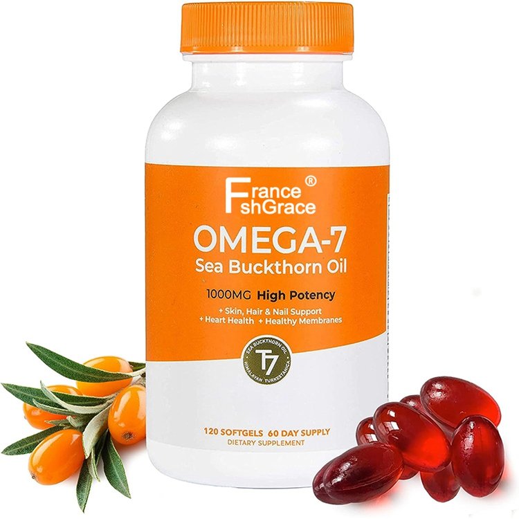 60 Day Supply Premium Organic Himalayan Sea Buckthorn Oil Supplement Omega-7 Softgels for Healthy Skin Hair Nails and Dryness