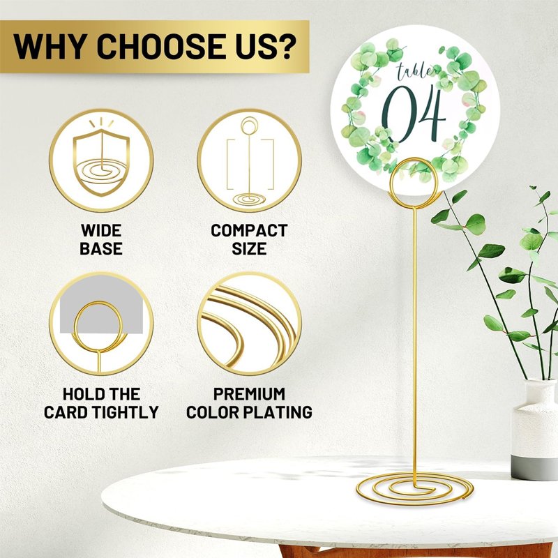 Metal Number Price Tag Display Gold Metal Desktop Message Card Table Name Card Clip Stand
