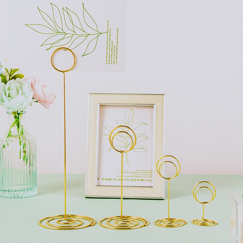 Metal Number Price Tag Display Gold Metal Desktop Message Card Table Name Card Clip Stand