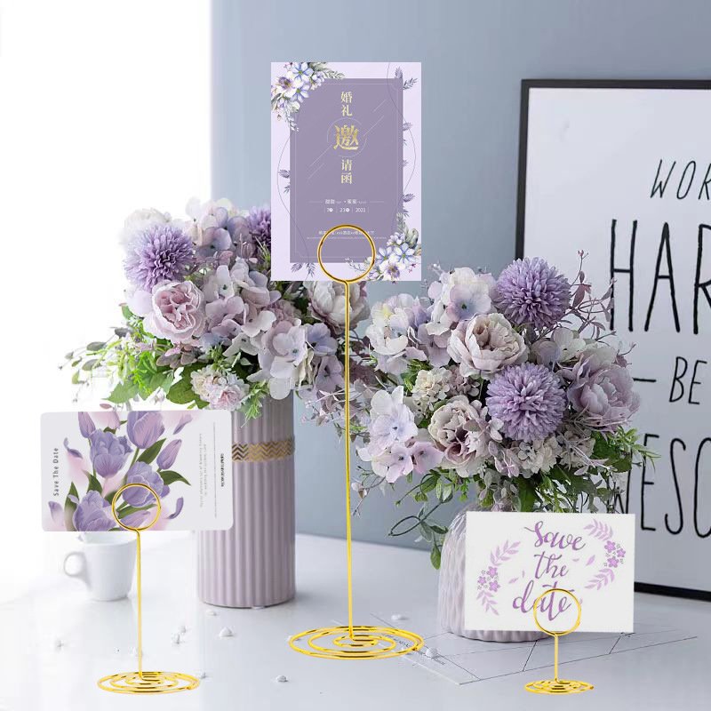 Metal Number Price Tag Display Gold Metal Desktop Message Card Table Name Card Clip Stand