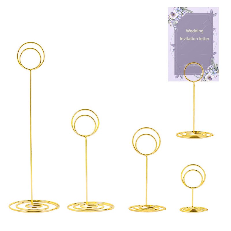 Metal Number Price Tag Display Gold Metal Desktop Message Card Table Name Card Clip Stand