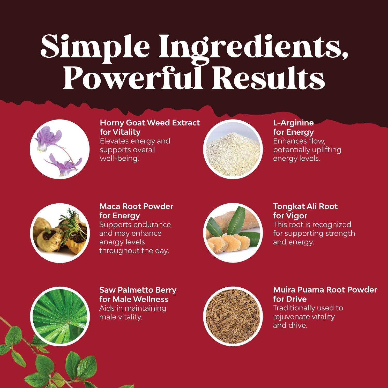 Horny Goat Weed for Male Enhancement,Horny Goat Weed for Men 1590mg With Tongkat Ali Saw Palmetto Extract Panax Ginseng