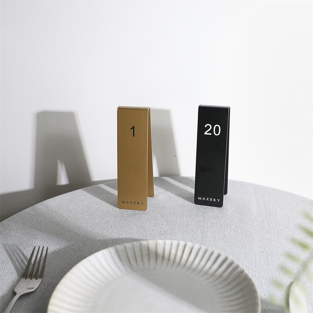 Maxery Place Cards, Table Numbers, Creative Vertical Double-sided Table Number Plate Restaurant Called Number Customize LOGO