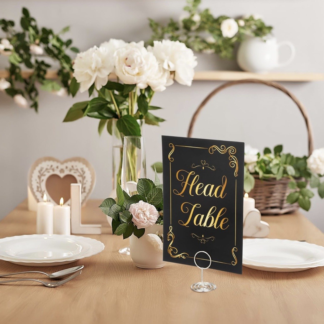 Double Hot Stamping Place Card+Holder Holder Stand Wedding Anniversary Birthday Restaurant Black And Gold Table Numbers Card