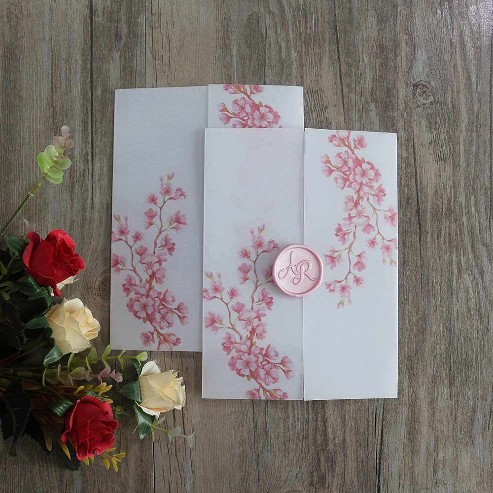 Elegant Leaves Wreath customized Wedding Invitations and Watercolor Greenery vellum jacket Invitations Cards
