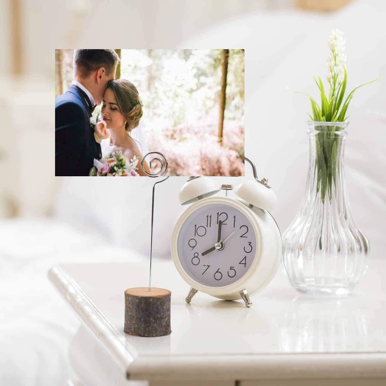 TaiLai 10pcs Wood Place Card Holders Kraft Place Cards Rustic Wood Table Number Holders Stands Name Card Photo Holders