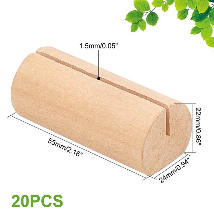 20PCS Wood Place Card Holders Column Wood Name Card Holder Table Number Stands for Wedding Party Decoration Double Side