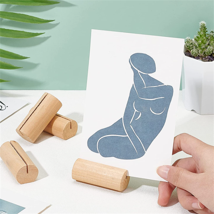 20PCS Wood Place Card Holders Column Wood Name Card Holder Table Number Stands for Wedding Party Decoration Double Side