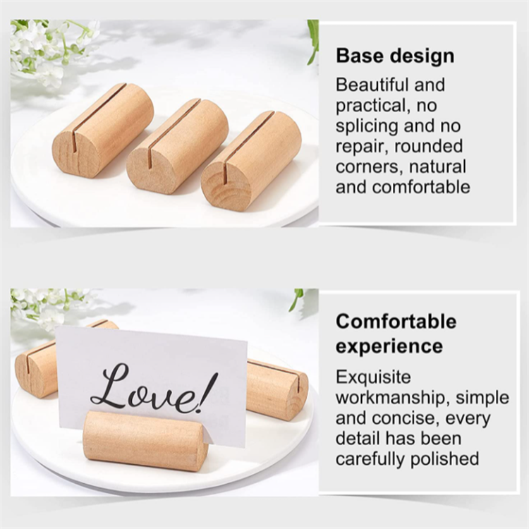 20PCS Wood Place Card Holders Column Wood Name Card Holder Table Number Stands for Wedding Party Decoration Double Side
