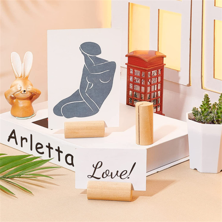 20PCS Wood Place Card Holders Column Wood Name Card Holder Table Number Stands for Wedding Party Decoration Double Side