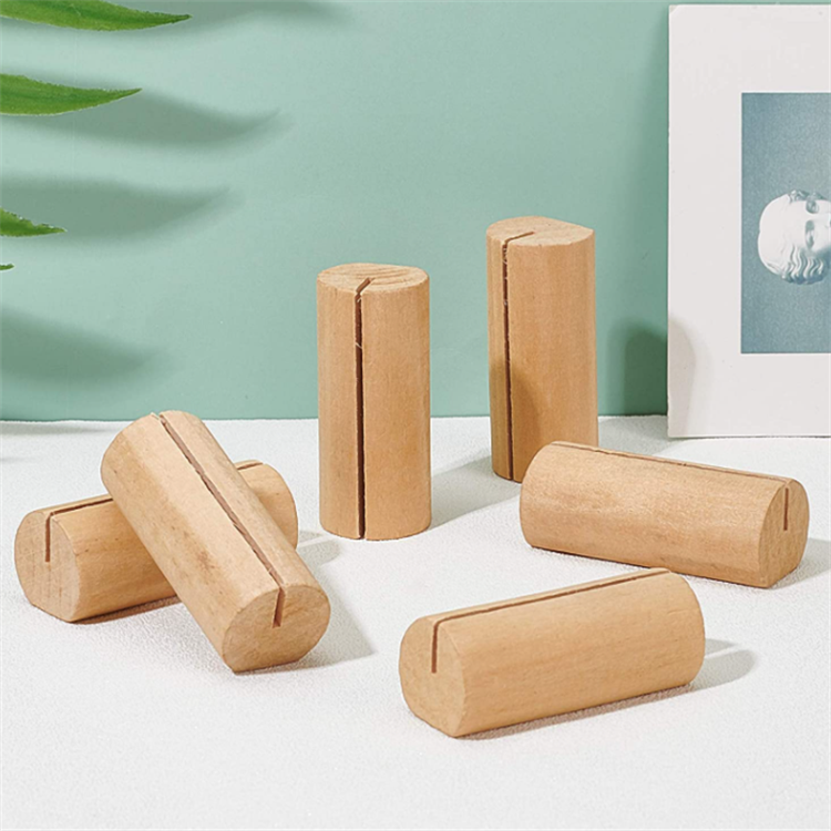 20PCS Wood Place Card Holders Column Wood Name Card Holder Table Number Stands for Wedding Party Decoration Double Side