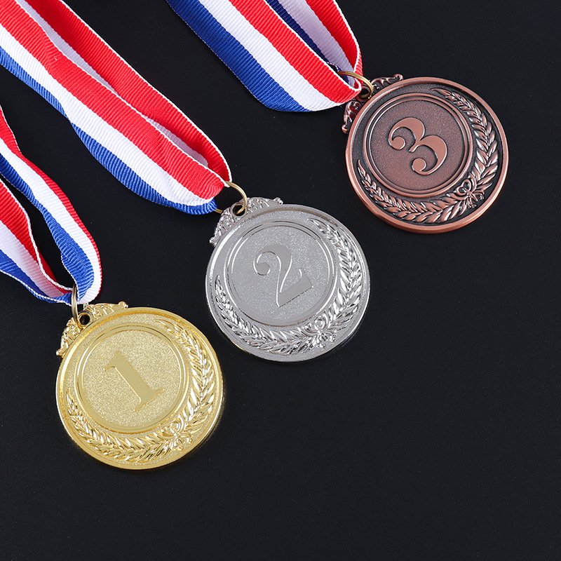 Zero profit (Metal medal ,2.5inch) Sports awards medals,Gold 1st Place Winner Medals, with 32-Inch Red, White, and Blue Ribbon