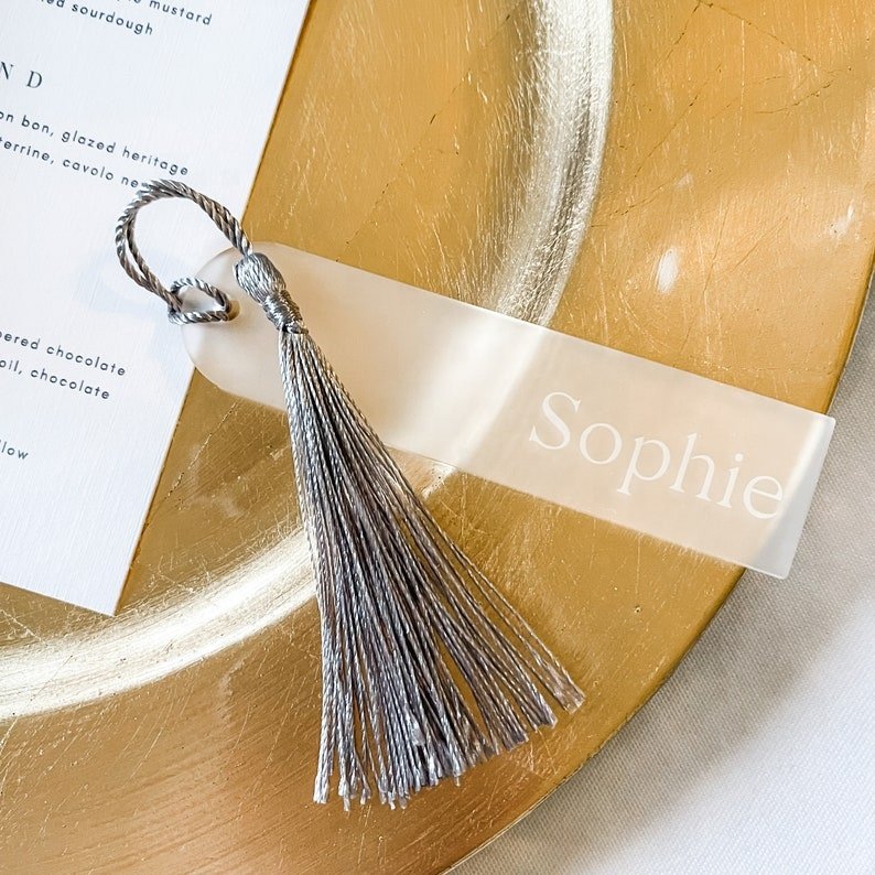 Elegant Book Markers Blank Clear or Mirror Custom Tags Acrylic Bookmarks with Tassel Table Seat Place Card
