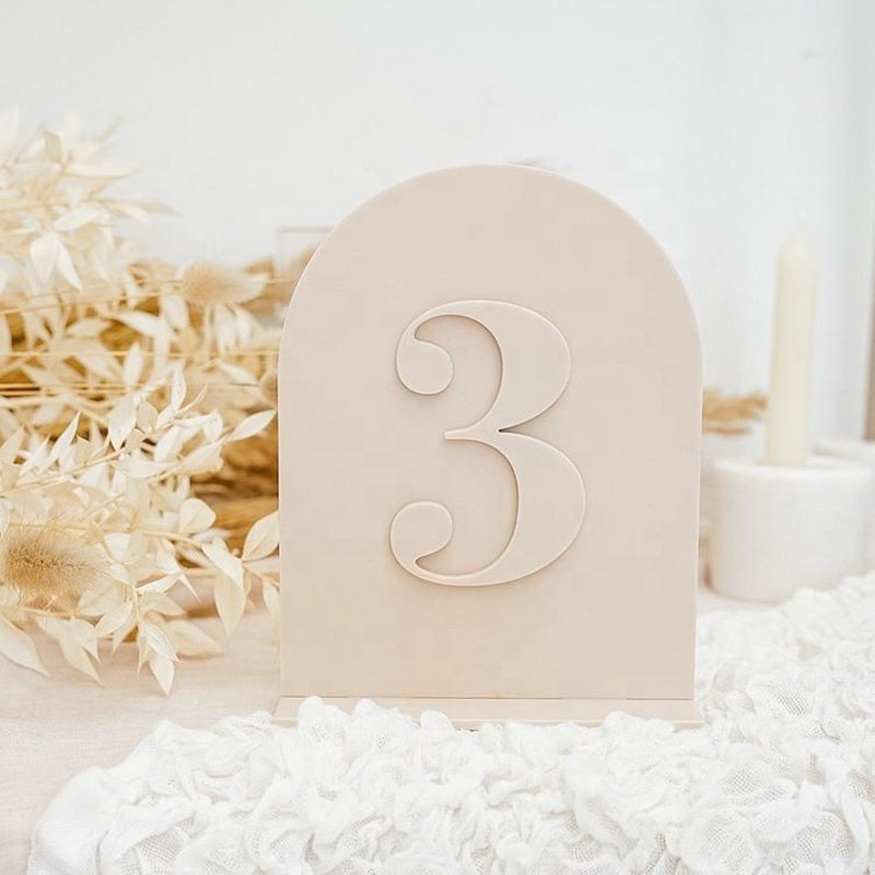 Matte Acrylic Table Signs with Holder Place Cards & Table Numbers Arched Table Numbers for Wedding able Centerpiece Decoration