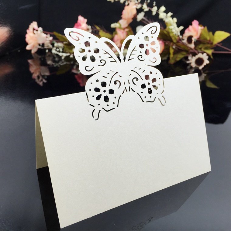 Hot sale white color butterfly Z176 wedding favors wedding decorations table card laser cut seat card place name card