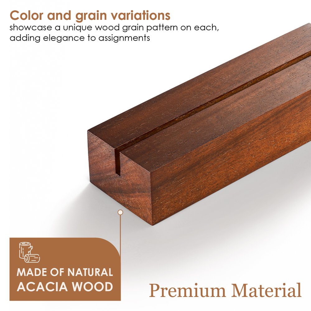 Place Card Holder 4.8 x 1.6 x 1"Wood Acrylic Sign Holders Acacia Wood Table Card Display Stands Good Quality