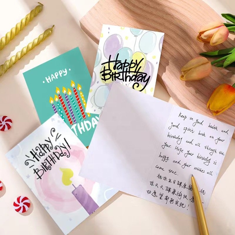 High Quality Wholesale 24 Pcs/pack Eco Friendly Happy Birthday Card Custom Greeting Cards With Envelopes