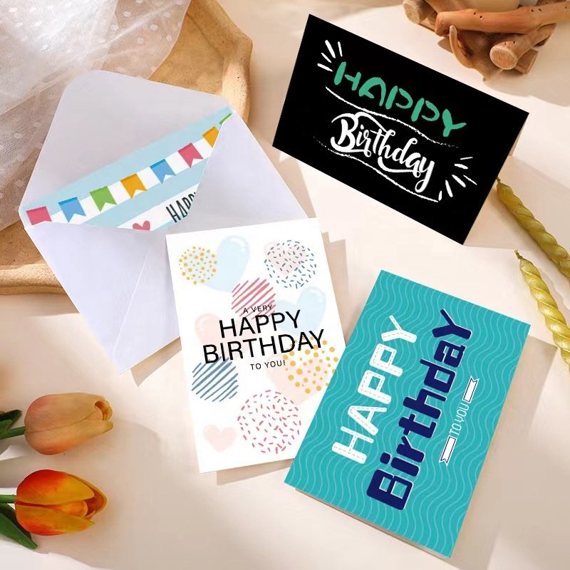 High Quality Wholesale 24 Pcs/pack Eco Friendly Happy Birthday Card Custom Greeting Cards With Envelopes